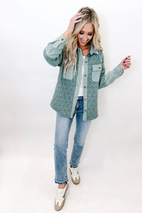 Sage Button Down Quilted Shacket