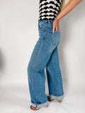 Matt Wide Leg Cuffed Jean