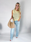 Yellow Knit Crochet Top