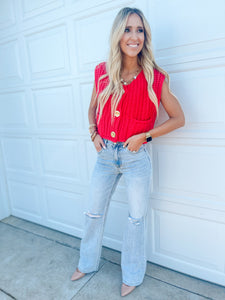 Turn Heads Red Sweater Vest