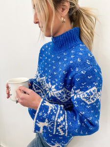 Oversized Blue Holiday Sweater