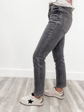 Grey Crop Slim Straight Jean