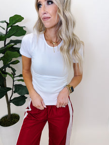 White Seamless Short Sleeve Top