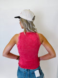 Magenta Ribbed Sleeveless Top