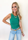 Kelly Green Ribbed Tank Top