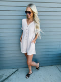 Tan Short Sleeve Button Romper