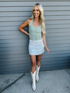 White Embellished Skirt