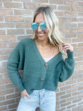 Green Batwing Sweater Cardigan