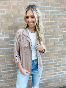 Hazelnut Cropped Utility Jacket