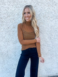 Caramel Ruched Long Sleeve Top