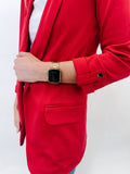 Red Roll Up Sleeve Blazer