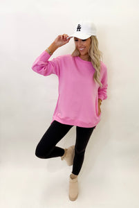 Cozy Candy Pink H-Low Sweatshirt