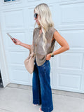 Big Metal Button Front Openwork Sweater Vest