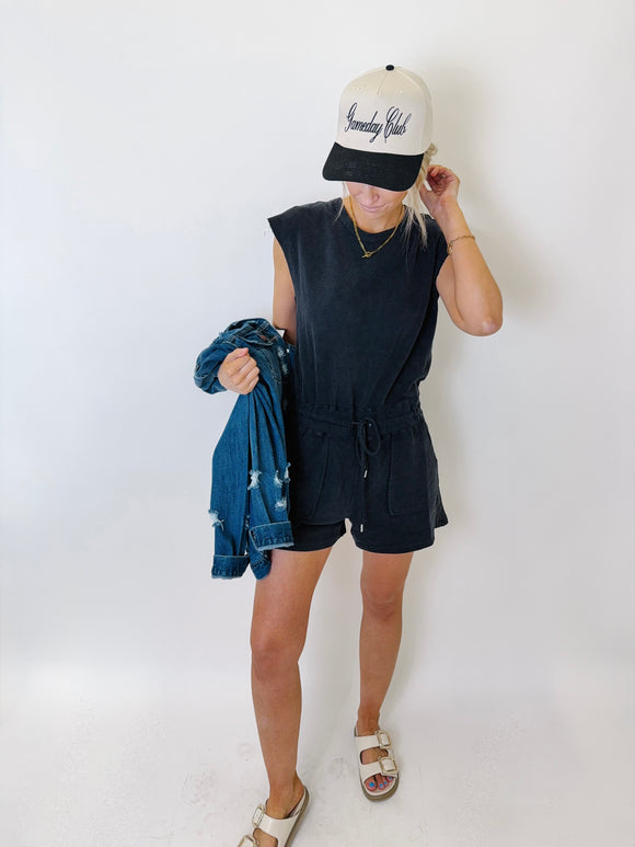 On The Move Romper-Black