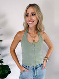 Halter Neck Buttoned Washed Top