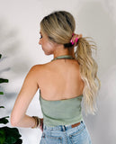 Halter Neck Buttoned Washed Top