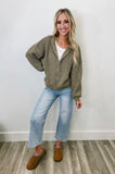 Olive Front Zip Sweater Jacket