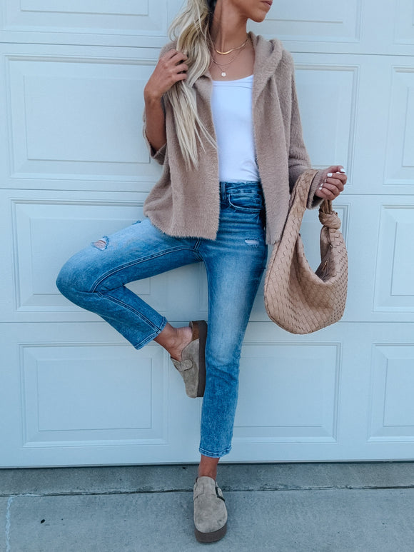 Soft Fuzzy Sweater Hoodie Cardigan