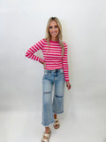 Jaclyn Pink/White Stripe Pearl Top