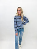 After All Stripe Sweater-Blue/Black