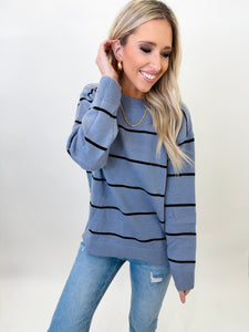 After All Stripe Sweater-Blue/Black