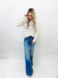 Lottie Light White with Grey Stripe Sweater