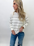 Lottie Light White with Grey Stripe Sweater