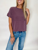 Ribbed Short Sleeve Top- 3 Colors