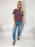Ribbed Short Sleeve Top- 3 Colors