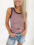 Navy & Pink Stripe Tank