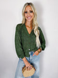 Green Lightweight Buttoned Front Crochet Cardigan