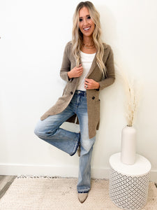 Heather Khaki Long Sweater Jacket