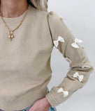 Truly Darling Cream Bow Sleeve Sweater