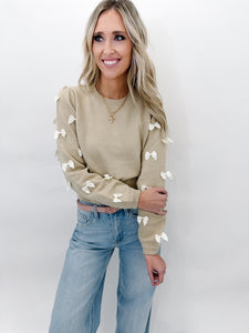 Truly Darling Cream Bow Sleeve Sweater