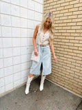 In Awe Light Denim Aline Skirt