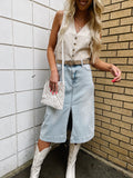 In Awe Light Denim Aline Skirt