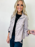 Warm Grey Cropped Utility Jacket