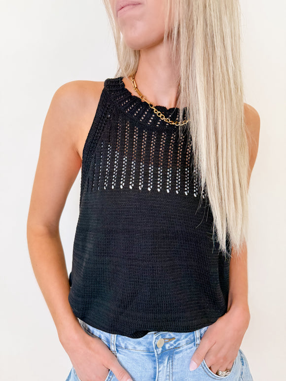 Openwork Sleeveless Knit Tank