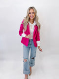 Determined To Rise Fuchsia Linen Blazer