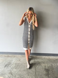 Stripe Crochet Button Down Dress