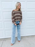 Horizontal Stripes Knit Textured Sweater
