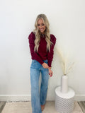 Burgundy Puff Sleeve Sweater