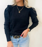 Black Puff Sleeve Sweater