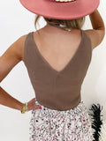 V-Neck Ribbed Knit Tank- 2 Colors