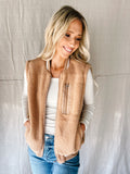 Taupe Sherpa Varsity Vest