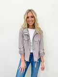 Warm Grey Cropped Utility Jacket