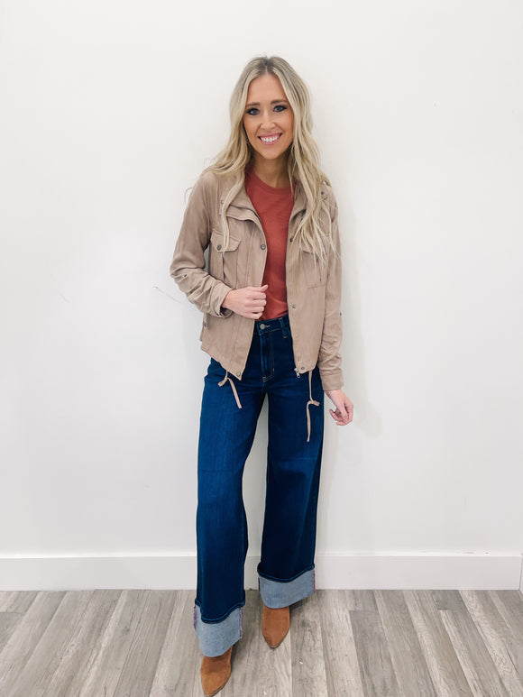 Hazelnut Cropped Utility Jacket