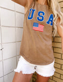 Mineral Taupe USA Tank Top