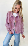 Light Rose Cropped Acid Wash Jacket