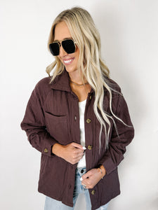 Quilted Wrinkle Gauze Long Sleeve Shacket